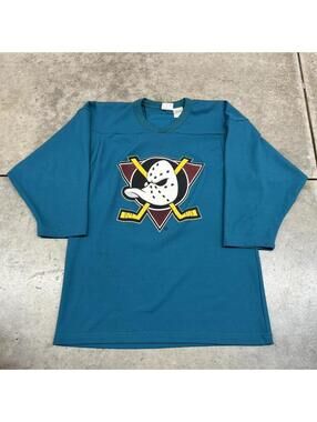 vintage mighty ducks blue big logo hockey jersey size small